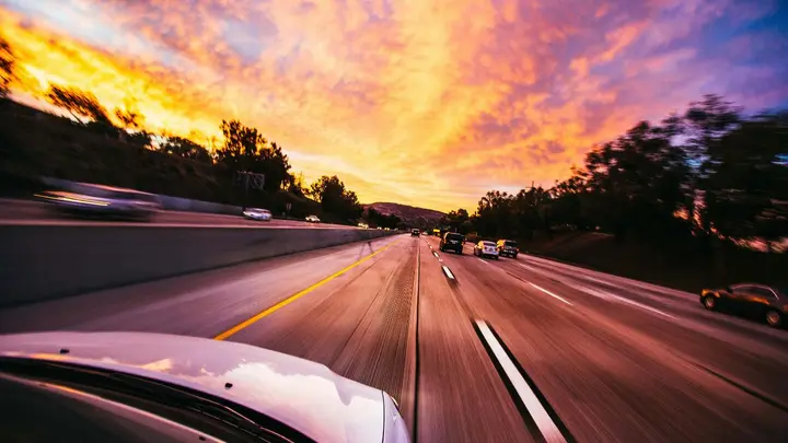 Self-driving car on the road 