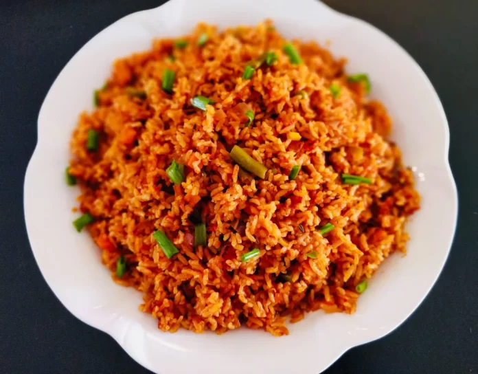 Jollof Rice in a white place