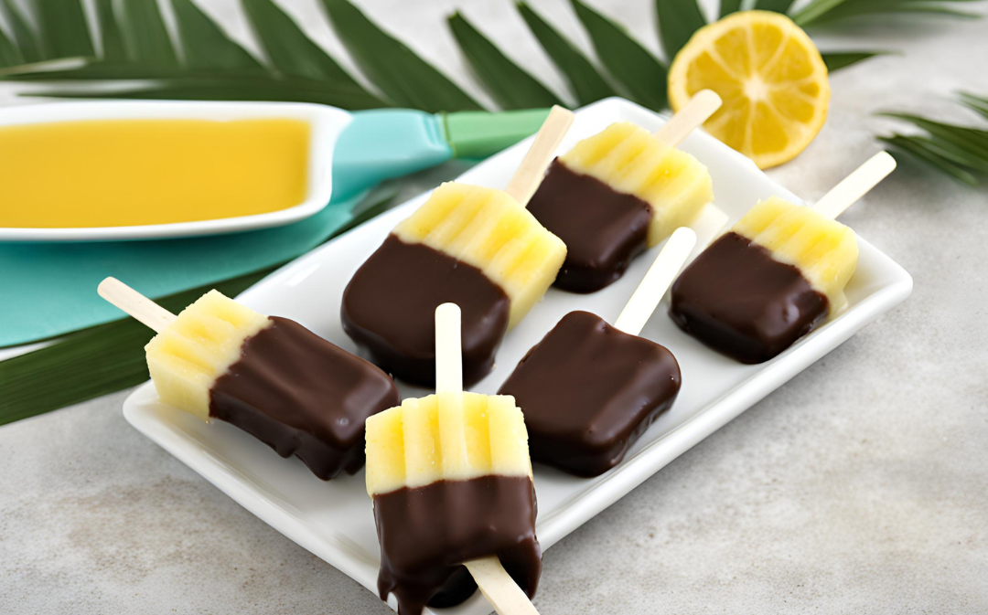 Coconut Pineapple Pops with Chocolate Dipping