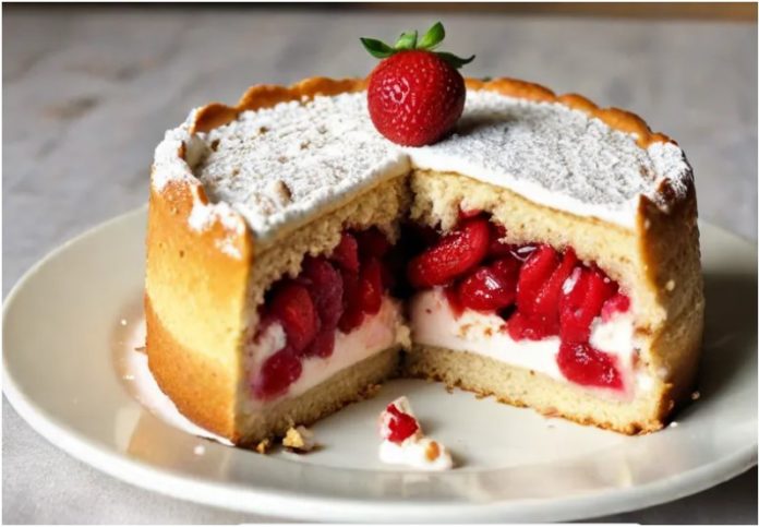 linden baked strawberry compote cake