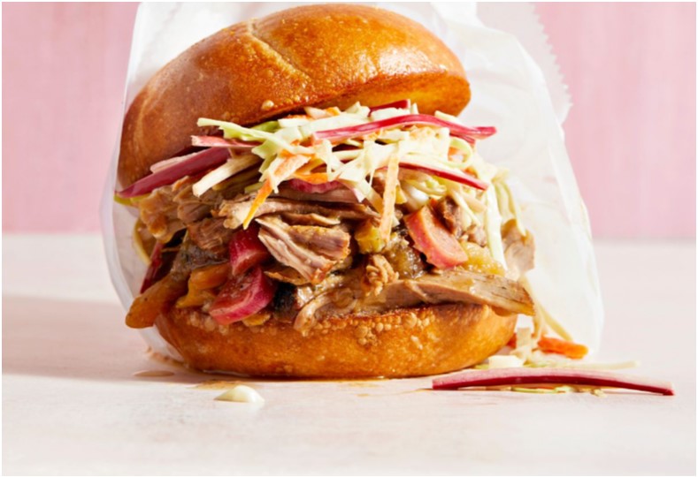 Rhubarb BBQ Pulled Pork Sandwich